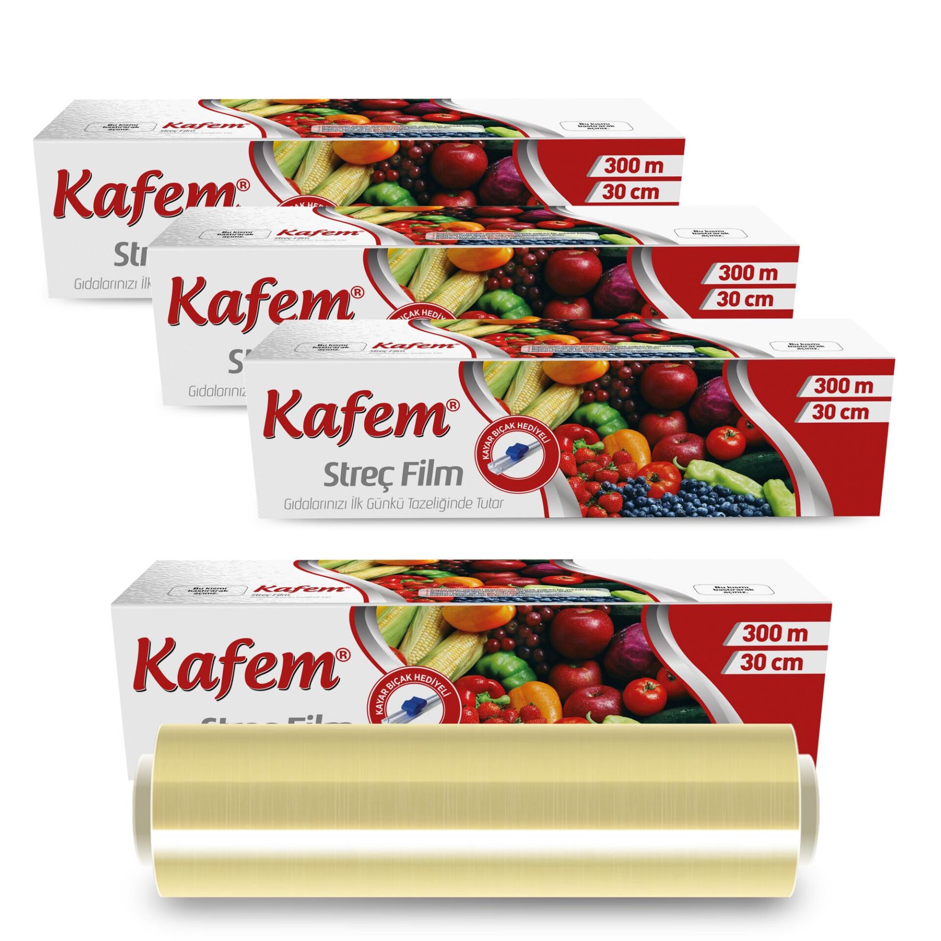 Kafem Streç Film 30cm x 300m 8 Mic x 4 Paket