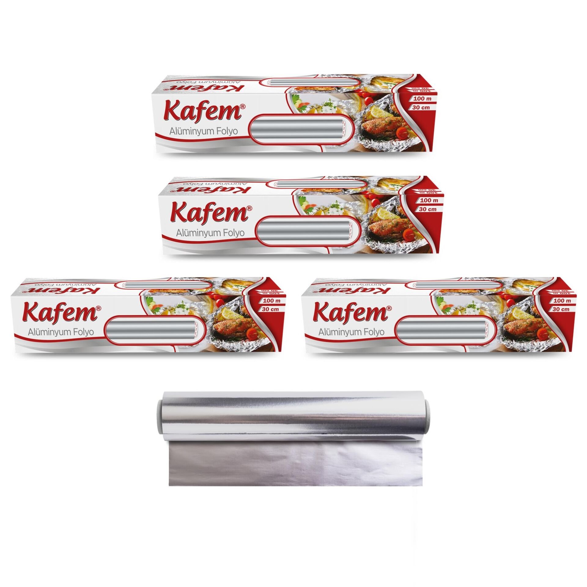 Kafem Aluminyum Folyo 30cm x 100m 10mic x 4 Paket