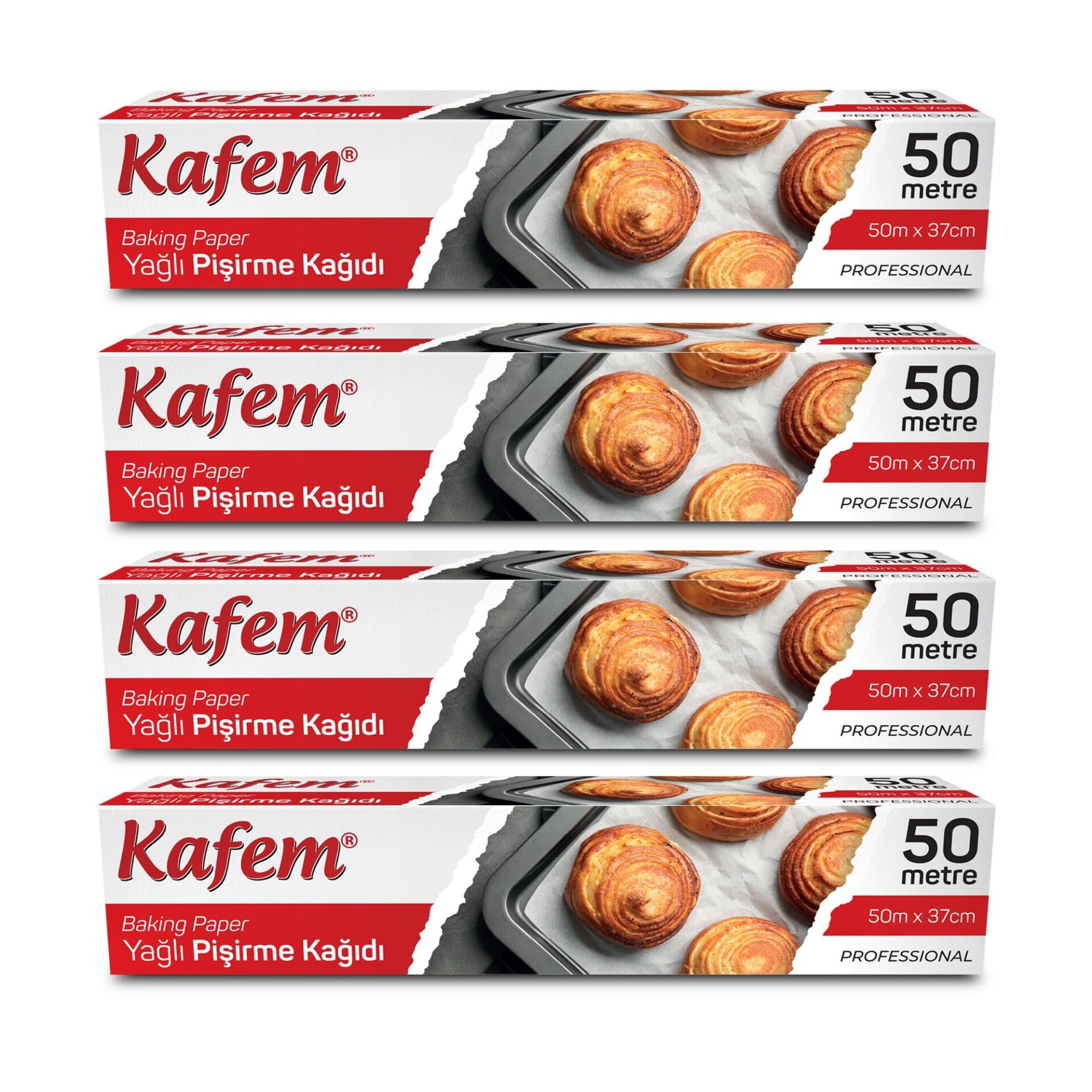 Kafem Yağlı Pişirme Kağıdı 37cm x 50m x 4 Paket